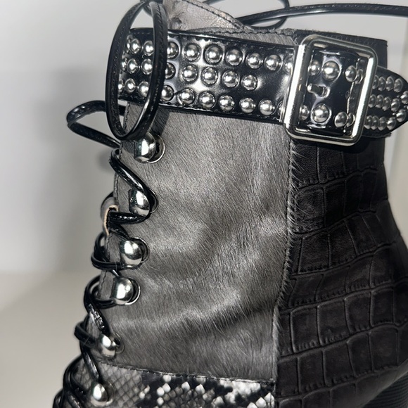 Jeffrey Campbell Women Lilith-2 Grey Exotic Combo Moto Boot 10M - Picture 5 of 9
